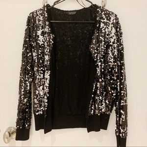Topshop Metallic Knitted All-Over Sequin Jacket